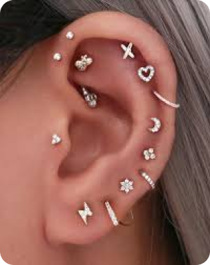 Image of a customer after they did Ear Piercing at The Best Threading Salon